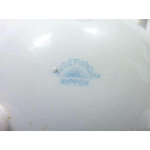 Vintage Boho Ramen Flower Bowl Footed Bowl with Spoon Peony - Picture 4 of 7